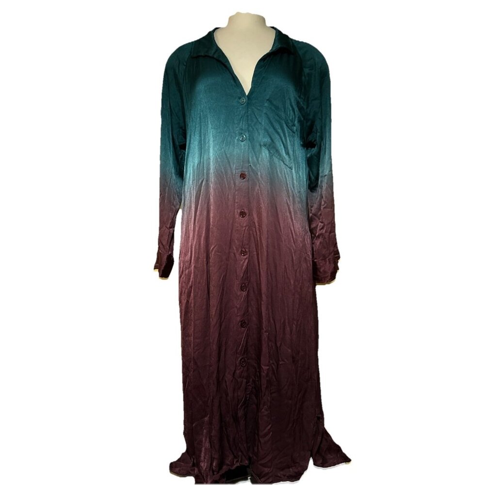 Young Fabulous & Broke YFB Dress Womens M Gradient Ombre Long Sleeve Shirt